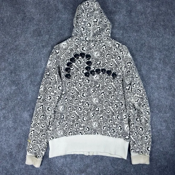 RARE Evisu Y2K 90’s Skulls Skeletons Zip Up Skater Hoodie Men’s Size 2XL